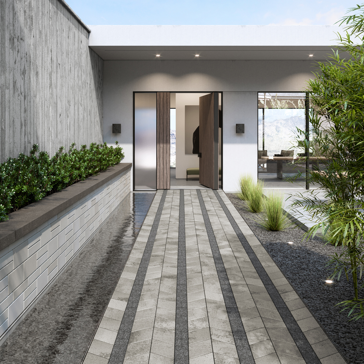 Modern front walkway