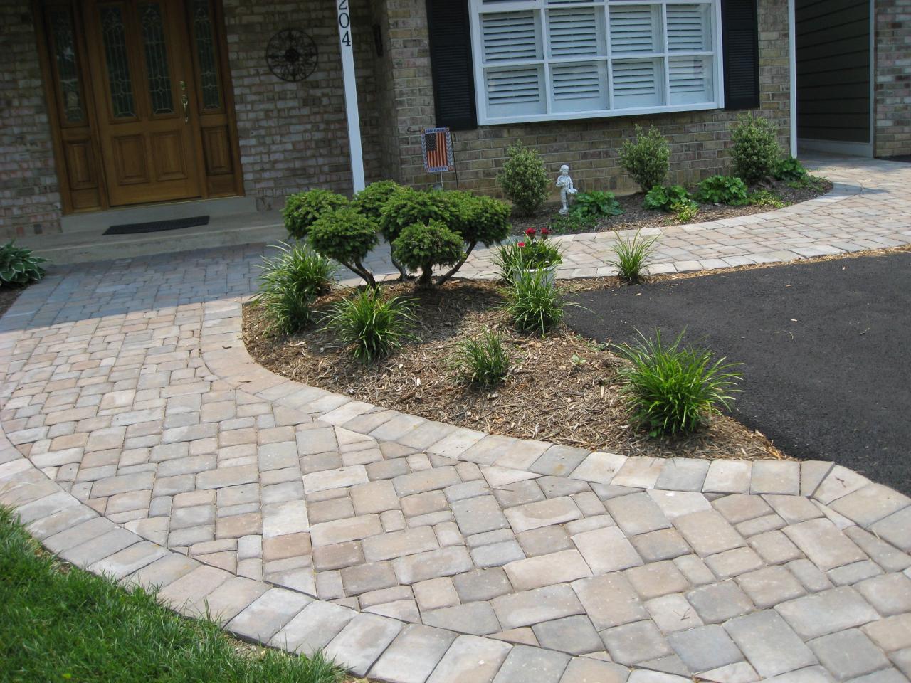 Walkway paver sidewalk driveway walkways patio concrete pathway paved stones flagstone pavers curved belgard paths wall cobble patios decoredo entryway