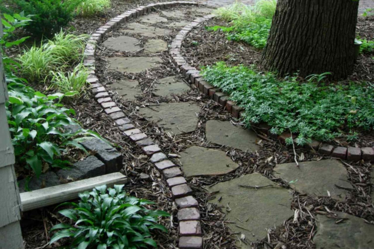 Flagstone walkway installation