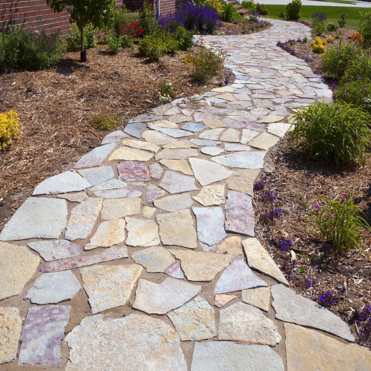 Flagstone landscaping walkway sidewalk pavers garden myrtle paver kreations walkways driveway