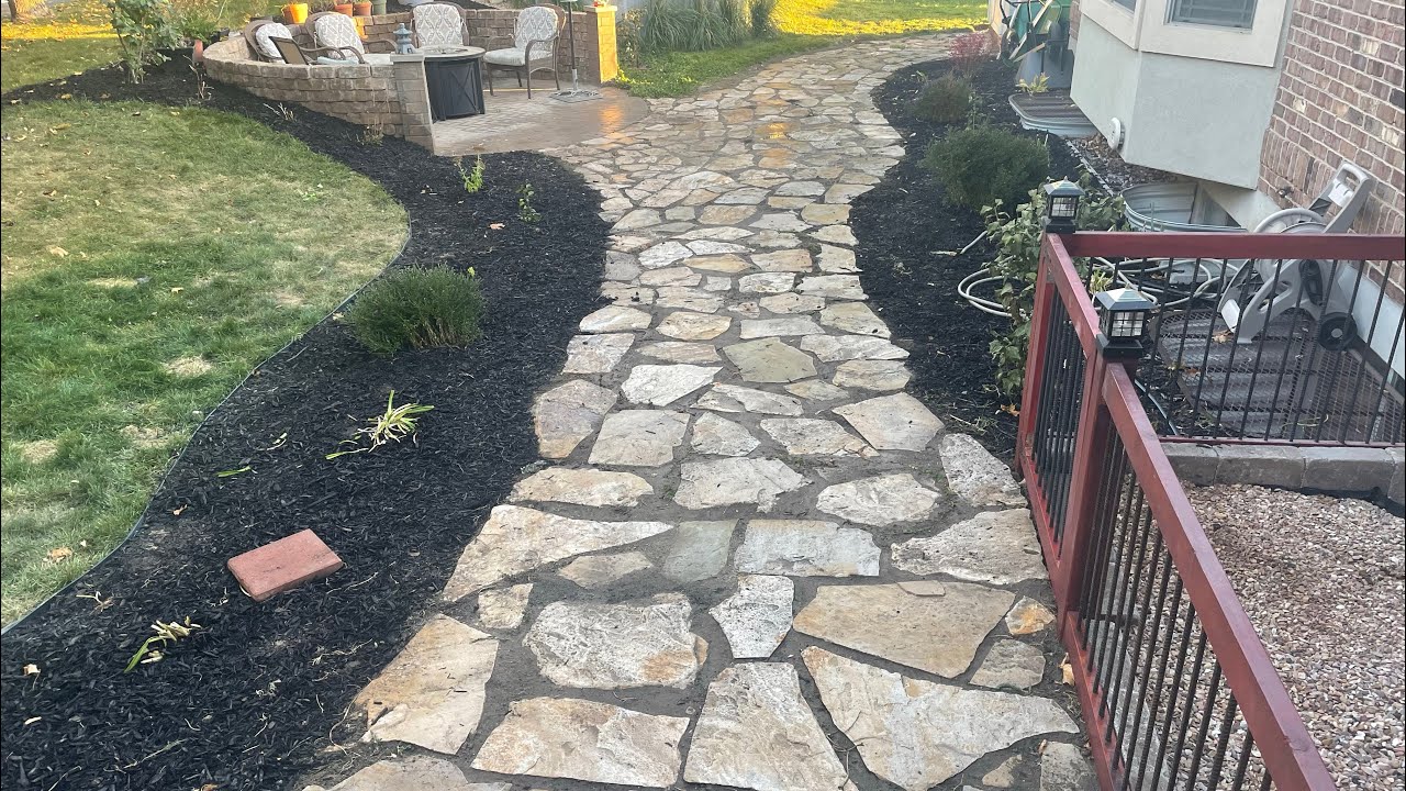 Flagstone path installation